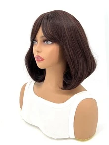 Peluca sintética corto recto con tupe - Marrón - Ver 4