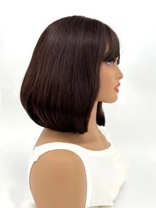 Peluca sintética corto recto con tupe - Marrón - Ver 3