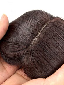 Peluca sintética corto recto con tupe - Marrón - Ver 7