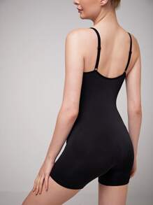 SHAPORA Solid Adjustable Strap Shapewear Romper - Black - View 2