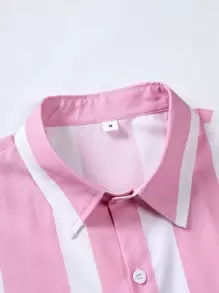 Manfinity Homme Áo sơ mi Nam Nút phía trước Khối Màu Giải trí - Hồng - Xem 5