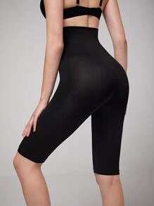 SHAPORA Solid Wideband Waist Shapewear Shorts - Black - View 2