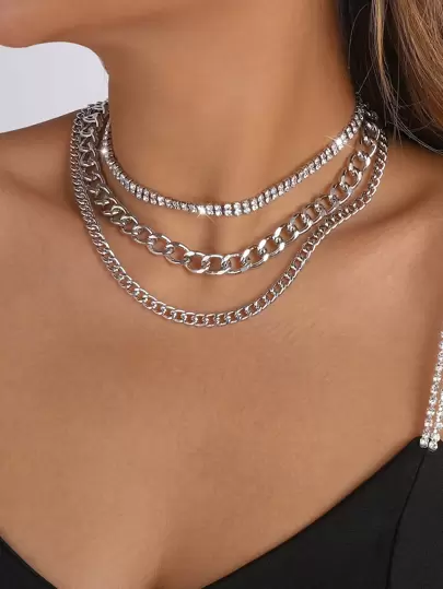 3入組水鑽裝飾項鍊