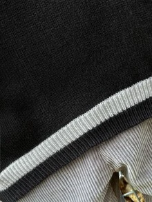 Manfinity Hombres Chaleco de punto con bordado de letra ribete en contraste sin camiseta - Negro - Ver 6