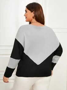 SHEIN LUNE Áo thun Plus size Khối Màu Giải trí - Màu Xám nhạt - Xem 2