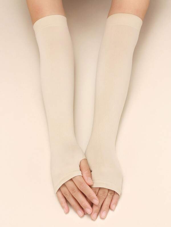 Solid Fingerless Long Gloves SHEIN USA