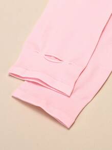 Solid Fingerless Long Gloves - Pink - View 3