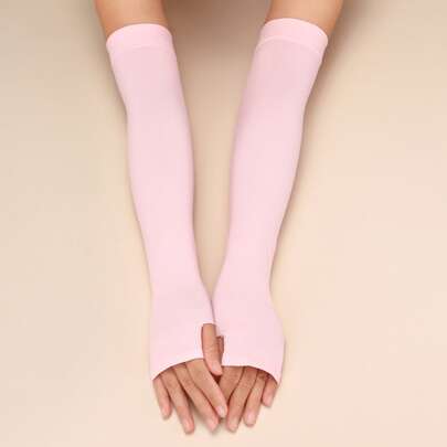 Solid Fingerless Long Gloves