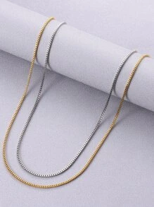 Fashionable and Popular 2pcs Men Minimalist Chain Necklace, Stainless Steel Jewelry for Jewelry Gift and for a Stylish Look - Multicolor - View 1