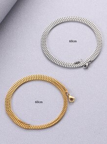 Fashionable and Popular 2pcs Men Minimalist Chain Necklace, Stainless Steel Jewelry for Jewelry Gift and for a Stylish Look - Multicolor - View 3