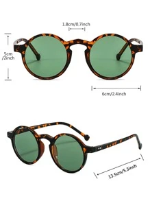 男士圆框时尚眼镜，适合户外所有季节，复古海滩配饰太阳镜，太阳镜，Y2K 节，适合夏季海滩度假、户外、旅行 - 墨綠色 - 查看 4