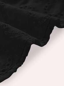 Soleia Twist Front Cutout Eyelet Embroidery Top - Black - View 3
