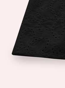 Soleia Twist Front Cutout Eyelet Embroidery Top - Black - View 4