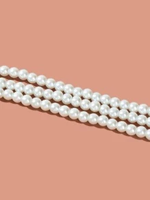 Vòng cổ nhiều lớp đính cườm giả ngọc trai - trắng - Xem 3