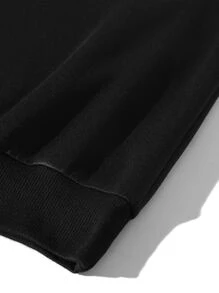 Flirla Plus Letter Graphic Drop Shoulder Sweatshirt - Black - View 3