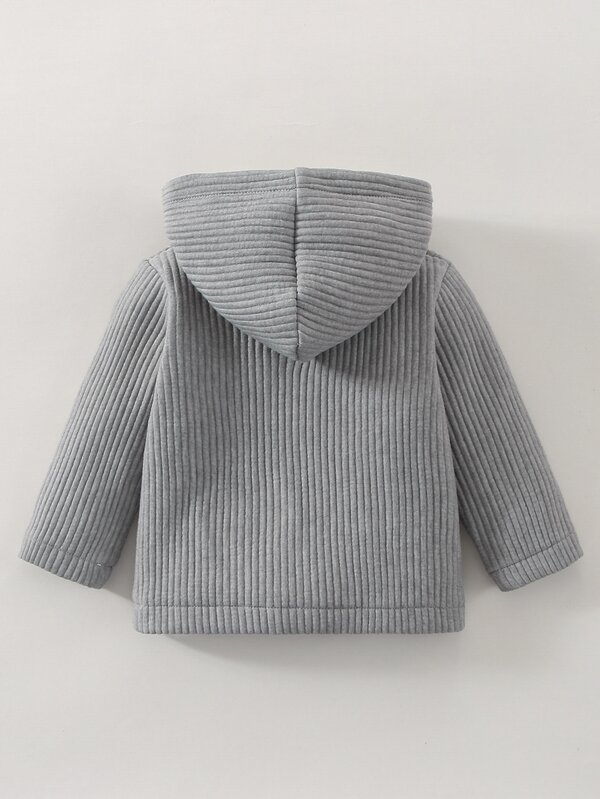 Newborn Baby Boy Ribbed Knit Hooded Coat SHEIN USA