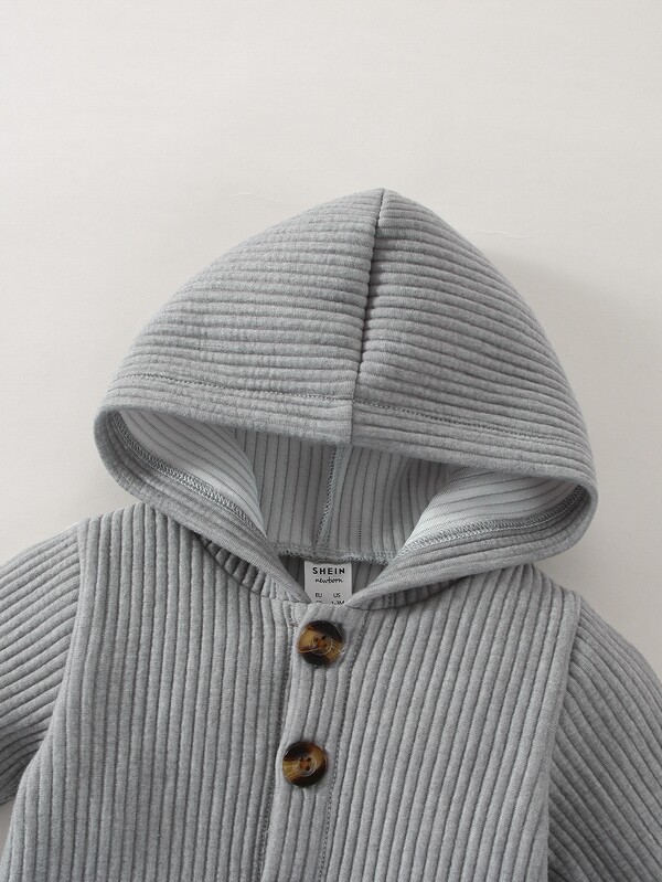 Newborn Baby Boy Ribbed Knit Hooded Coat SHEIN USA