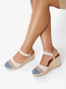 Styleloop Woman Shoes Round Toe Fashion Colorblock Vacation Espadrille Beige Ankle Strap Shoes For Summer Vacation Shoes Summer Sale  Back To School Shoes College Student Shoes Boho Feels Vintage Cottage Core Frenchy Shoes Christmas Fall New Year Holiday - Multicolor - View 1