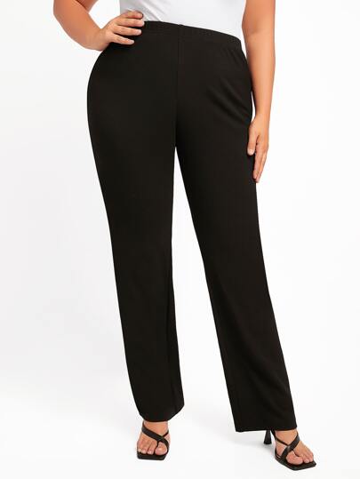 SHEIN Essnce Plus High Waist Straight Leg Pants