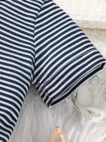 Baby Boy Striped Tee & Star Print Overall Jumpsuit - Blue and White - View 5