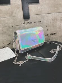 迷你鐳射翻蓋鏈條方包 - 彩色 - 查看 4