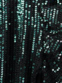 LOVE&LEMONADE One Shoulder Cut Out Asymmetrical Hem Sequins Prom Dress - Dark Green - View 7