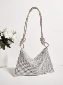 Vincy Glitter Handbag Glamorous, Elegant, Exquisite, Quiet Luxury Sequin, Stylish, Luxury, Shiny Women'S Shoulder Bag, Large Capacity Clutch Bag Evening Bag, Dinner Bag Faux Pearl For Party Girl, Woman, Bride Perfect For Party, Wedding, Prom, Dinner/Banquet - Silver - View 2