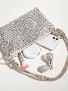 Vincy Glitter Handbag Glamorous, Elegant, Exquisite, Quiet Luxury Sequin, Stylish, Luxury, Shiny Women'S Shoulder Bag, Large Capacity Clutch Bag Evening Bag, Dinner Bag Faux Pearl For Party Girl, Woman, Bride Perfect For Party, Wedding, Prom, Dinner/Banquet - Silver - View 6