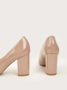 Fall/Winter Women's Simple Nude Colored High Heeled Shoes For Outdoor, Elegant - Apricot - View 2