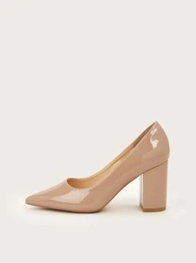 Fall/Winter Women's Simple Nude Colored High Heeled Shoes For Outdoor, Elegant - Apricot - View 4