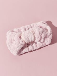 SHEIN Basic living 独家超细纤维水疗化妆头带珊瑚绒节日礼物-灰玫瑰圣诞节节日礼物送家庭浴室装饰夏季 - 粉色 - 查看 3
