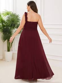 EVER-PRETTY Plus One Shoulder Pleated Chiffon Prom Dress