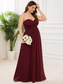 EVER-PRETTY Plus One Shoulder Pleated Chiffon Prom Dress