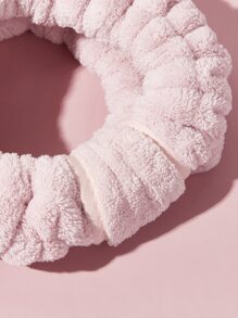 SHEIN Basic living 独家超细纤维水疗化妆头带珊瑚绒节日礼物-灰玫瑰圣诞节节日礼物送家庭浴室装饰夏季 - 粉色 - 查看 5