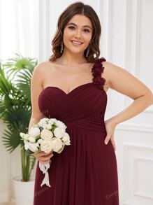 EVER-PRETTY Plus One Shoulder Pleated Chiffon Prom Dress