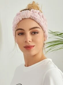 SHEIN Basic living 独家超细纤维水疗化妆头带珊瑚绒节日礼物-灰玫瑰圣诞节节日礼物送家庭浴室装饰夏季 - 粉色 - 查看 8
