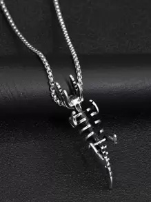 Fashionable and Popular Men Dinosaur Skeleton Charm Necklace Alloy for Jewelry Gift and for a Stylish Look - Antique Silver - View 2