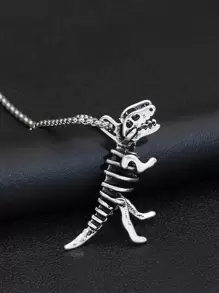 Fashionable and Popular Men Dinosaur Skeleton Charm Necklace Alloy for Jewelry Gift and for a Stylish Look - Antique Silver - View 3