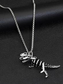Fashionable and Popular Men Dinosaur Skeleton Charm Necklace Alloy for Jewelry Gift and for a Stylish Look - Antique Silver - View 4
