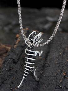Fashionable and Popular Men Dinosaur Skeleton Charm Necklace Alloy for Jewelry Gift and for a Stylish Look - Antique Silver - View 5