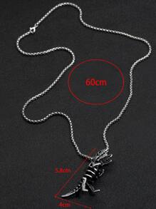 Fashionable and Popular Men Dinosaur Skeleton Charm Necklace Alloy for Jewelry Gift and for a Stylish Look - Antique Silver - View 6