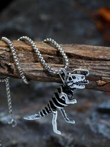 Fashionable and Popular Men Dinosaur Skeleton Charm Necklace Alloy for Jewelry Gift and for a Stylish Look - Antique Silver - View 7
