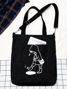 Túi Xách tay Nữ Con số Đôi tay cầm Sẵn sàng - màu đen - Xem 2