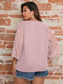 SHEIN LUNE Blusa en contraste de lunares - Rosa vieja - Ver 2