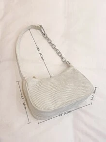 燈芯絨單肩鏈條長方形包