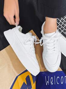 Men Lace-up Front Skate Shoes - White - View 6