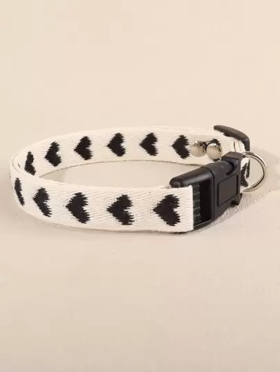 1pc Heart Pattern Jacquard Soft Pet Collar, Suitable For Small Cats And Dogs For Indoor And Outdoor Use (Not Suitable For Large Dogs)