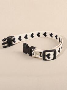1件装心形提花柔软宠物项圈，适合小型猫狗室内外使用（不适合大型犬） - 黑與白 - 查看 4