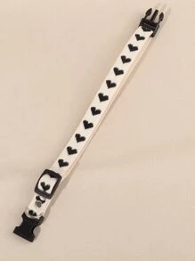 1件装心形提花柔软宠物项圈，适合小型猫狗室内外使用（不适合大型犬） - 黑與白 - 查看 6