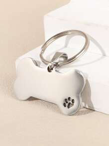 1pc Stainless Steel Plain Simple Pet ID Tag, Suitable For Cat/Dog Collar - Silver - View 5